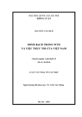 Minh Bạch Trong WTO và Thực Thi Tại Việt Nam