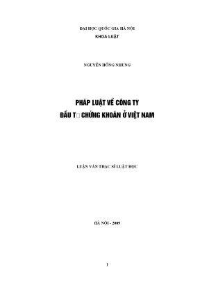 Pháp Luật Về Công Ty Đầu Tư Chứng Khoán Tại Việt Nam