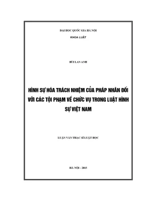 Trách nhiệm hình sự của pháp nhân đối với tội phạm chức