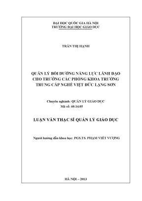 Quản lý bồi dưỡng năng lực lãnh đạo cho trưởng phòng