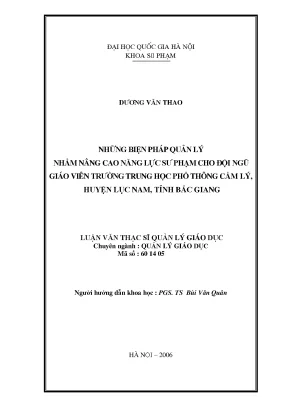 Nâng cao năng lực sư phạm cho giáo viên THPT Cẩm Lý, Lục