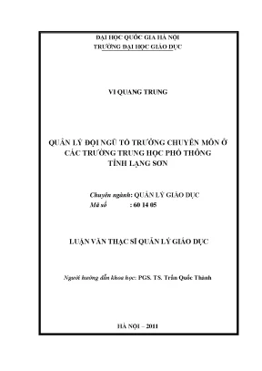 Quản lý đội ngũ tổ trưởng chuyên môn tại các trường THPT