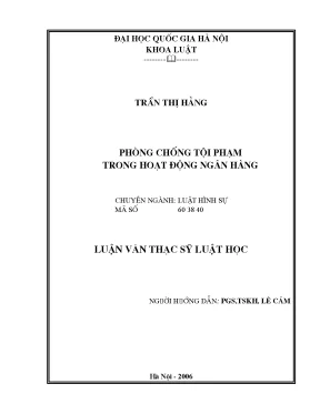 Đấu Tranh Phòng Ngừa Tội Phạm Ngân Hàng: Nghiên Cứu Luận