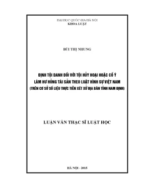 Nghiên cứu định tội danh tội hủy hoại tài sản theo luật