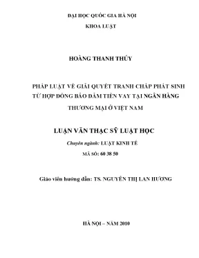 Giải Quyết Tranh Chấp Hợp Đồng Bảo Đảm Tiền Vay Tại Ngân