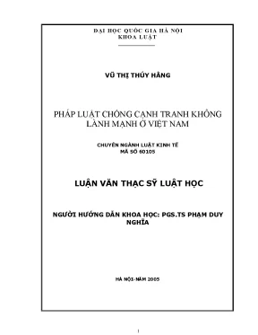 Pháp Luật Chống Cạnh Tranh Không Lành Mạnh Tại Việt Nam