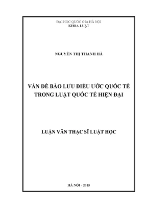 Bảo Lưu Điều Ước Quốc Tế Trong Luật Quốc Tế Hiện Đại