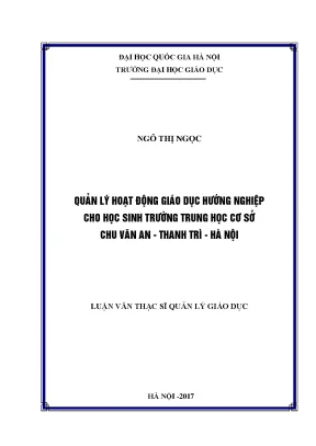 Quản lý giáo dục hướng nghiệp cho học sinh THCS Chu Văn
