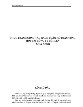 Thực trạng hạch toán kế toán tổng hợp tại Công ty Dệt