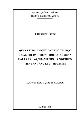 Quản lý dạy học Tin học tại các trường THCS quận Hai Bà