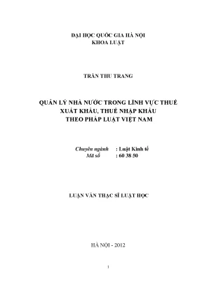 Quản lý thuế xuất nhập khẩu theo pháp luật Việt Nam: