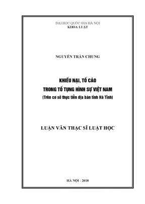 Nghiên cứu về khiếu nại và tố cáo trong tố tụng hình sự