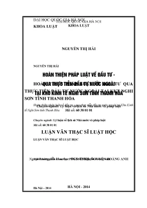 Hoàn thiện pháp luật đầu tư nước ngoài tại khu kinh tế