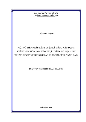 Rèn Luyện Kỹ Năng Vận Dụng Kiến Thức Hóa Học Cho Học
