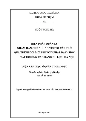Biện Pháp Quản Lý Đổi Mới Phương Pháp Dạy Học Tại Trường