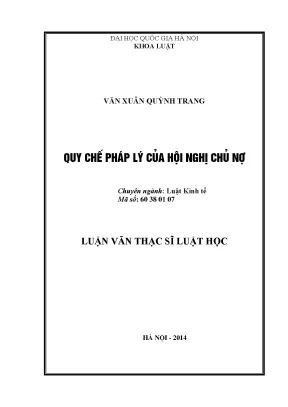 Quy chế pháp lý của hội nghị chủ nợ trong thủ tục phá sản