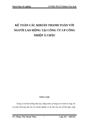 Kế Toán Thanh Toán Người Lao Động Tại Công Ty CP Công