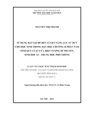 Rèn Luyện Năng Lực Tư Duy Cho Học Sinh Qua Bài Tập Sinh