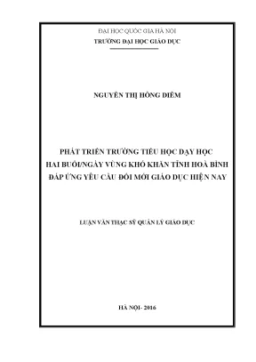 Phát triển trường tiểu học dạy học hai buổi/ngày tại Hòa
