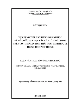 Vận Dụng Hằng Số Sinh Học Trong Dạy Học Sinh Học 12