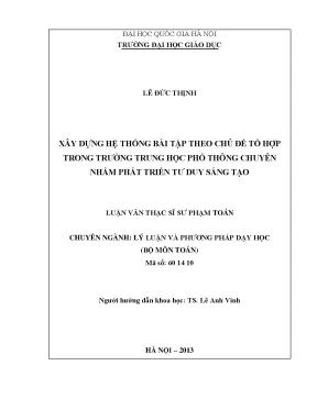 Hệ thống bài tập tổ hợp cho học sinh trung học: Phát