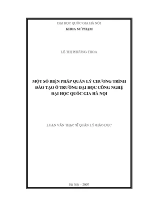 Biện Pháp Quản Lý Chương Trình Đào Tạo Tại Trường Đại