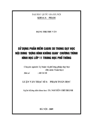 Ứng dụng phần mềm Cabri 3D trong dạy học hình học không 