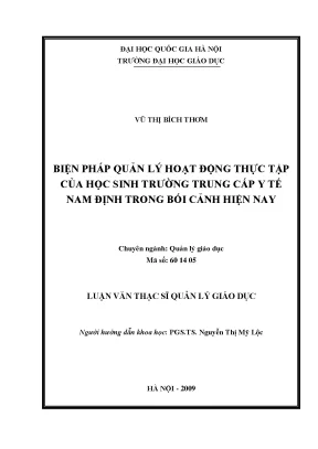Quản lý hoạt động thực tập tại trường Trung cấp Y tế Nam