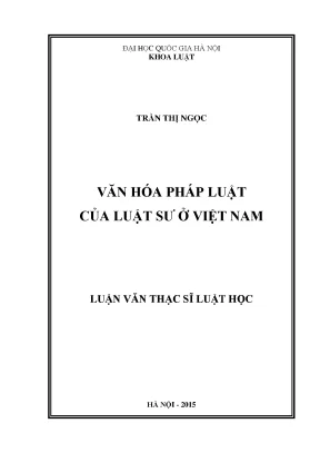 Văn Hóa Pháp Luật Của Luật Sư Tại Việt Nam: Nghiên Cứu