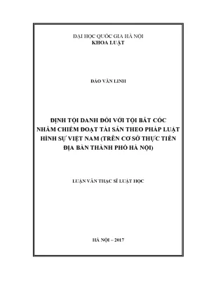 Định Tội Danh Tội Bắt Cóc Chiếm Đoạt Tài Sản Theo Pháp