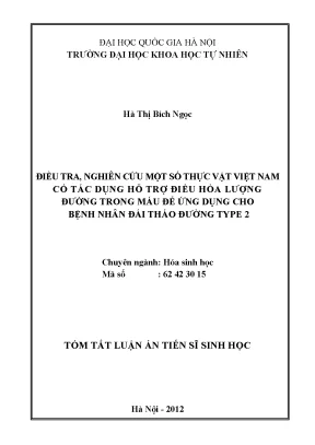 Nghiên cứu thực vật Việt Nam hỗ trợ điều hòa đường huyết 