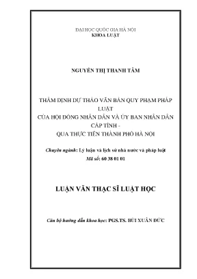 Thẩm định dự thảo văn bản quy phạm pháp luật tại Hà Nội