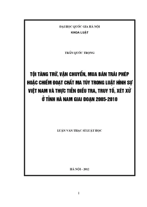 Nghiên cứu tội tàng trữ và mua bán ma túy trong luật