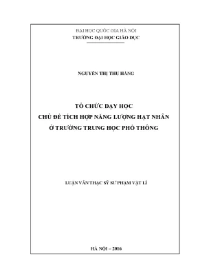 Tích Hợp Năng Lượng Hạt Nhân Trong Dạy Học Trung Học Phổ