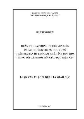 Quản Lý Hoạt Động Tổ Chuyên Môn Tại Trường Trung Học Cơ