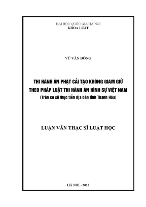 Nghiên cứu thi hành án phạt cải tạo không giam giữ tại