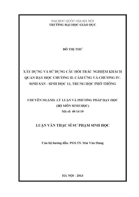 Xây Dựng Câu Hỏi Trắc Nghiệm Khách Quan Trong Dạy Học