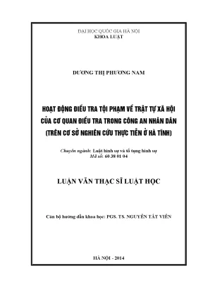 Nâng cao hiệu quả điều tra tội phạm về trật tự xã hội