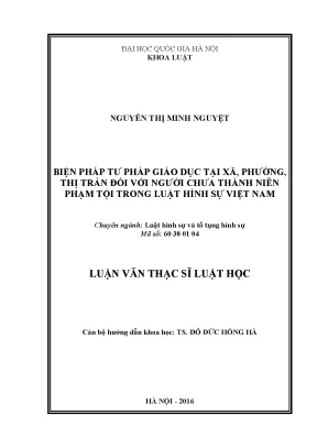 Biện Pháp Tư Pháp Giáo Dục Đối Với Người Chưa Thành Niên