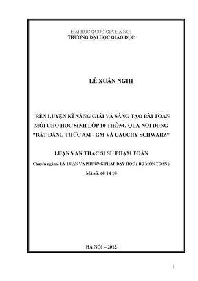 Rèn Luyện Kỹ Năng Giải Toán và Sáng Tạo Bài Toán Mới Cho
