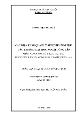 Các biện pháp nâng cao chất lượng quản lý sinh viên nội