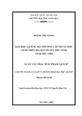 Dạy Học Lịch Sử Địa Phương Cấp Trung Học Cơ Sở Tại Huyện 