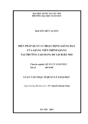 Quản lý giảng dạy giảng viên thỉnh giảng tại trường cao