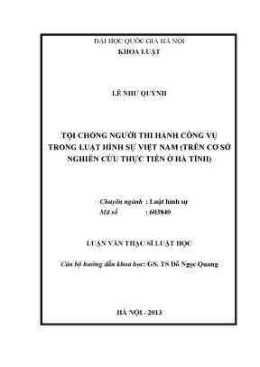 Nghiên cứu tội chống người thi hành công vụ trong luật
