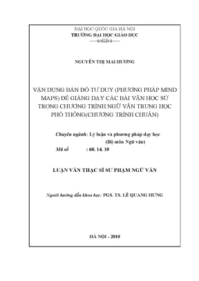 Vận Dụng Bản Đồ Tư Duy Trong Giảng Dạy Văn Học Trung Học 
