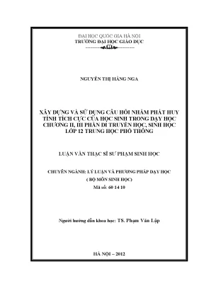 Phát huy tính tích cực của học sinh qua câu hỏi trong