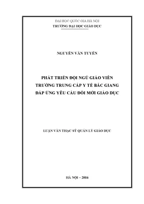 Phát Triển Đội Ngũ Giáo Viên Trường Trung Cấp Y Tế Bắc