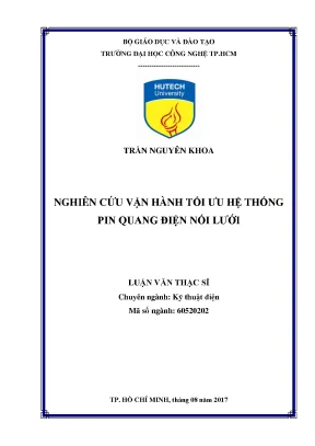 Nghiên cứu tối ưu hóa vận hành hệ thống pin quang điện