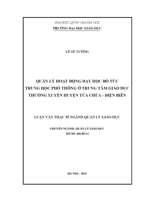 Quản lý dạy học bổ túc trung học phổ thông tại trung tâm