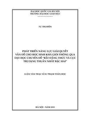 Phát Triển Năng Lực Giải Quyết Vấn Đề Cho Học Sinh Khá
